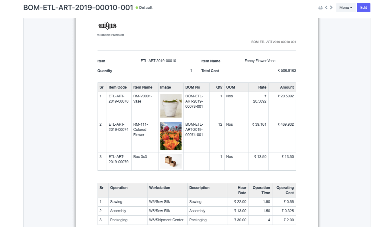 Odoo ERP Odoo ERP Bill of Material