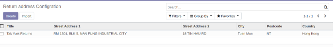 Odoo backend return address config