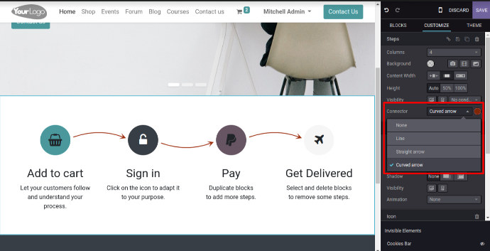 Odoo 16 steps snippet Odoo 16 Demo Image