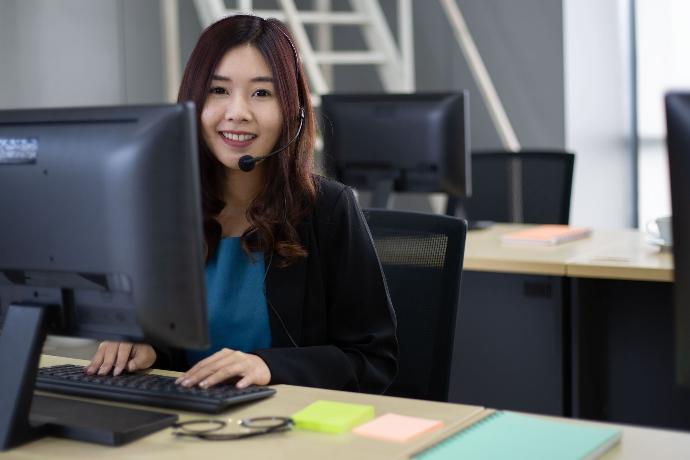 Happy Contact/Call Center employee